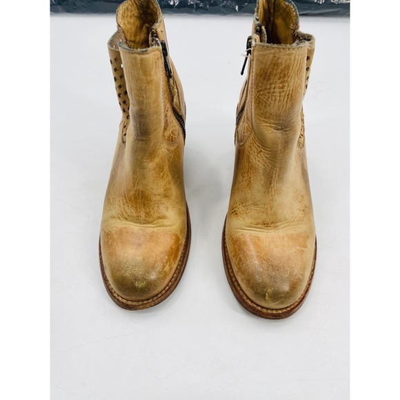 Bedstu Countess Cognac Brown Leather Wedge Heel Ankle Booties Size 6.5 - Picture 5 of 13